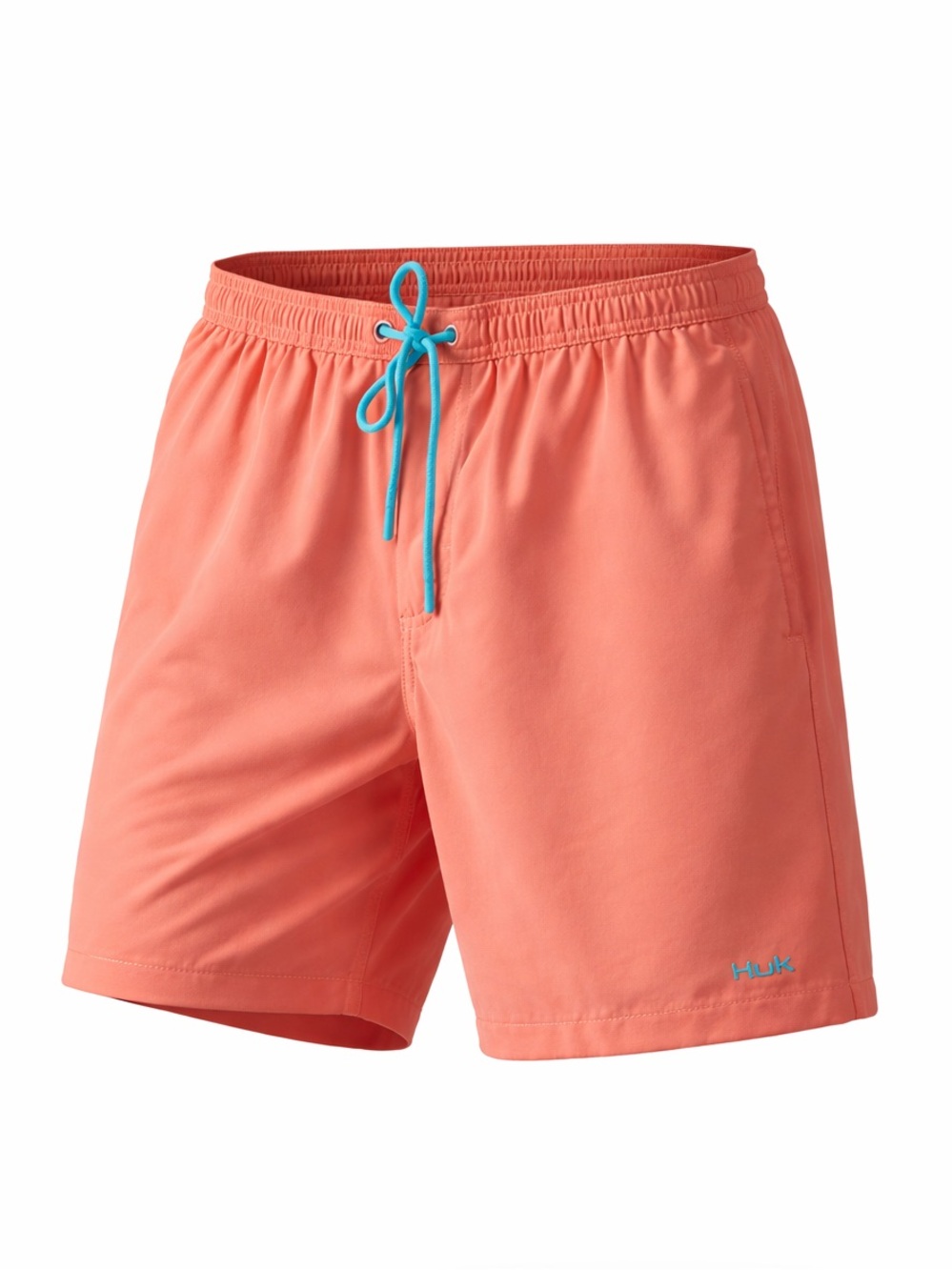 Huk Performance Fishing Swim Trunks Men M Coral Orange Mesh Lined